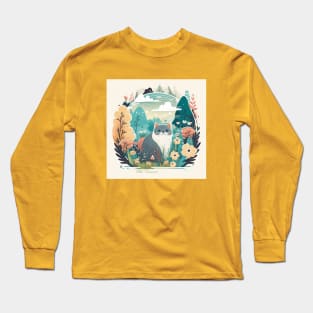 Cute Grey Cat Exploring Nature Long Sleeve T-Shirt